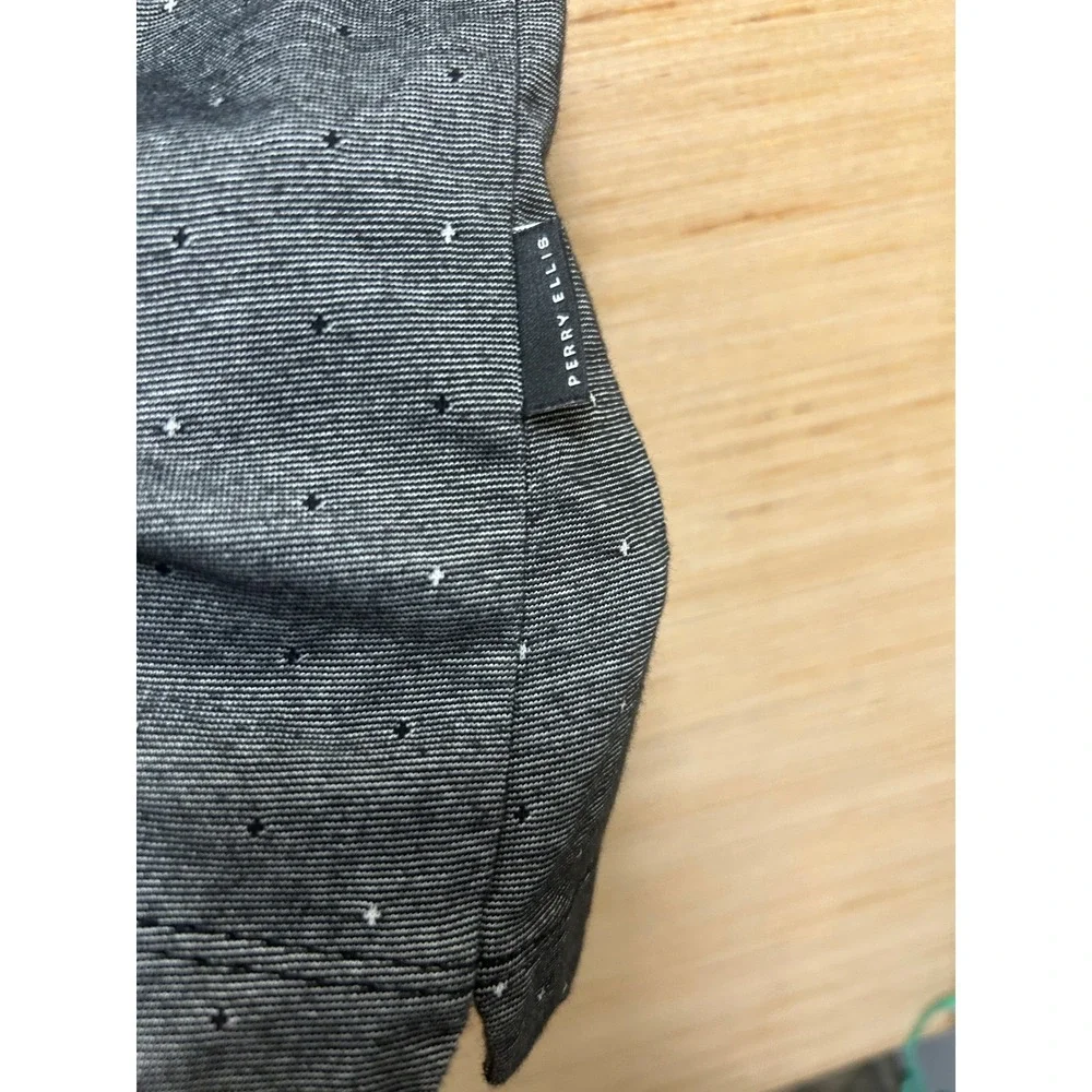 Perry‎ Ellis Mens Gray Micro Dot Short Sleeve Polo Shirt Large 4523